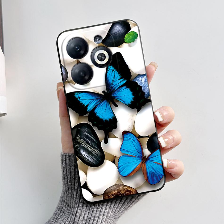 Case For Infinix Smart 8 Back Cover Black Silicon Soft TPU Marble Cover For Infinix Smart 8 X6525 Funda Smart8 Phone Cases Coque