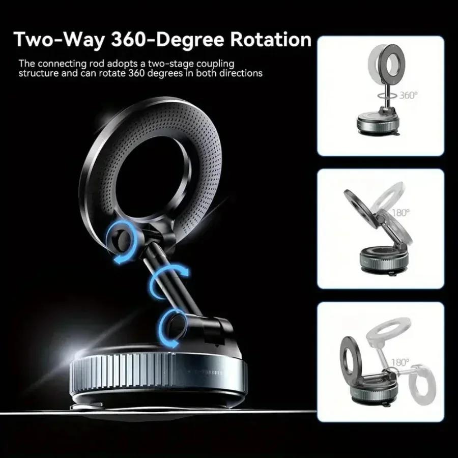 Upgraded 360°Vacuum Magnetic Phone Holder Magnetic Car Phone Mount Hands-Free Suction Cup Phone Holder for Car/Gym/Mirror/Shower