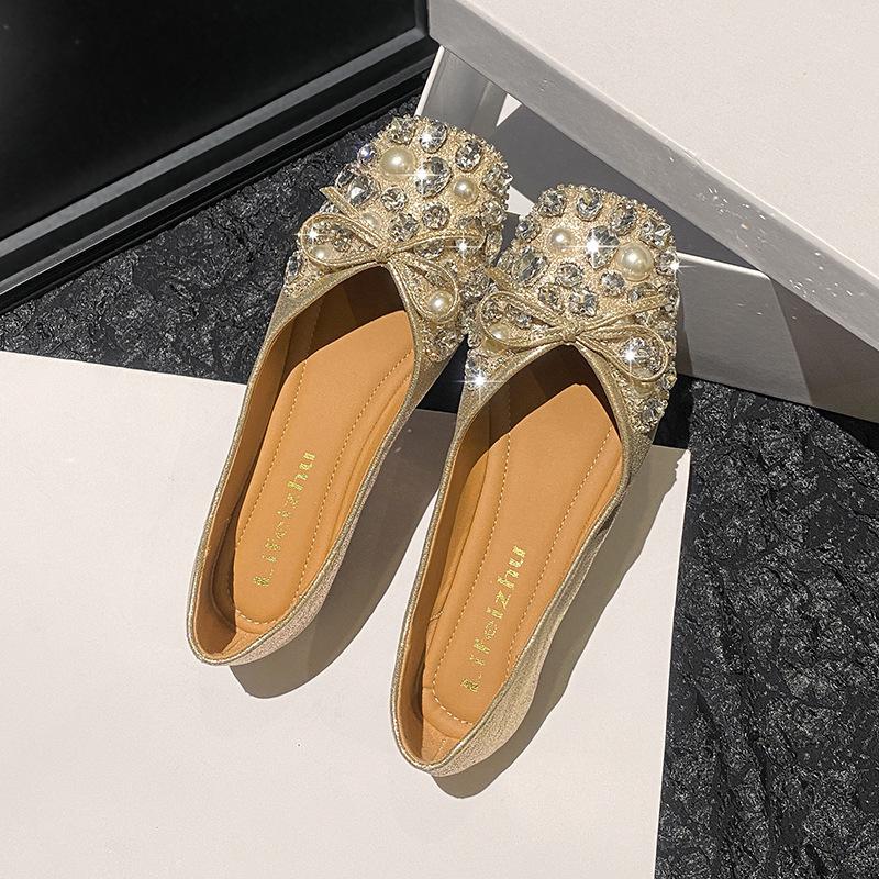 Fashion Soft Leather Fairy Wind Silver Rhinestone Mary Jane Shoes Women's Spring 2025 New Flat Bottom with Skirt Single Shoes