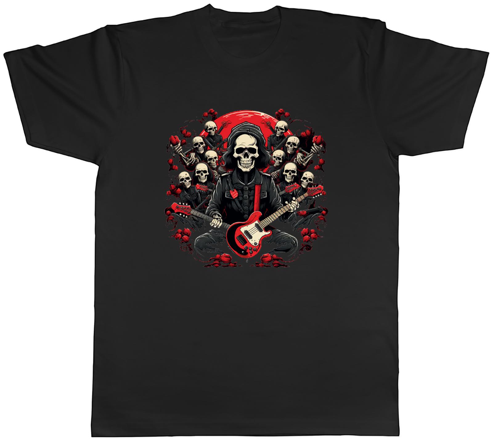 Skeleton Music Band Unisexs TShirt Rock n Roll Roses Guitar Tee Gift S
