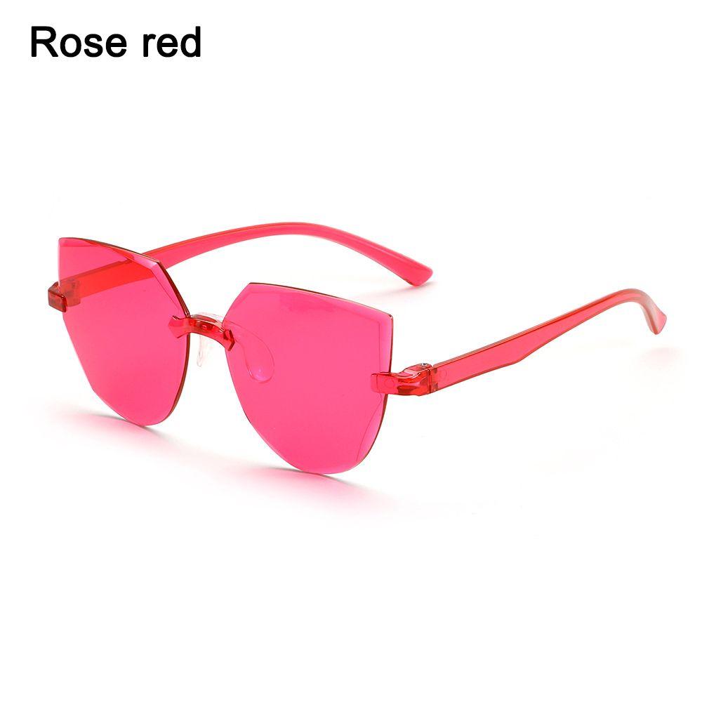 Cat Eye Sunglasses Rimless Sun Glasses For Women Trendy Transparent Candy Color Eyewear Fashion Party Costume Accessories