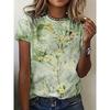 Damski T-shirt Grafika Kwiatowa Rośliny Vintage Stylowy Klasyczny Krótki Rękaw Okrągły Dekolt T-shirt Regularny Top Odzież Wakacyjna Nadruk Lato