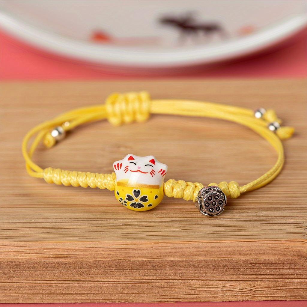 Cute Ceramic Pendant Bracelet, Ceramic Bead Bracelet Set, Fresh and Artistic Style Versatile Jewelry, Girl's Heart Jewelry