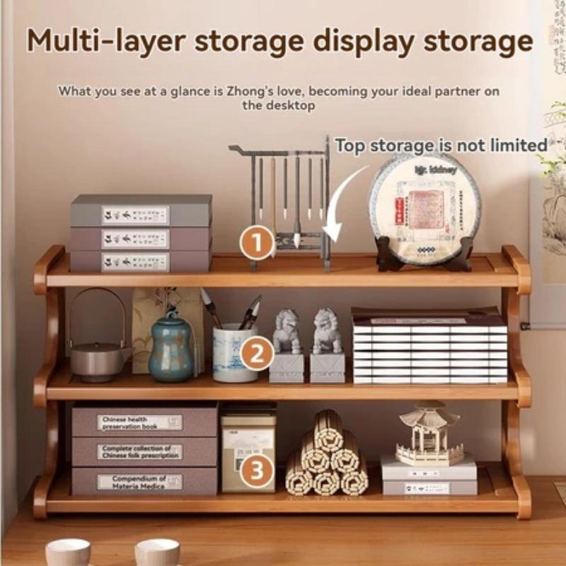 2/3-tier Bamboo Desktop Water Cup Holder/storage Rack/organizer/wooden Desktop Storage Rack