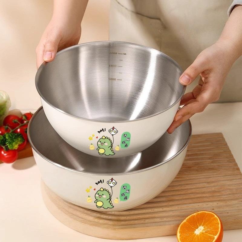 1 Stück Salatschüssel mit großem Fassungsvermögen aus verdicktem Edelstahl, geeignet für Heimküchen, Waschbecken, Gemüsewaschen, Eierschlagen, Kochschüsseln