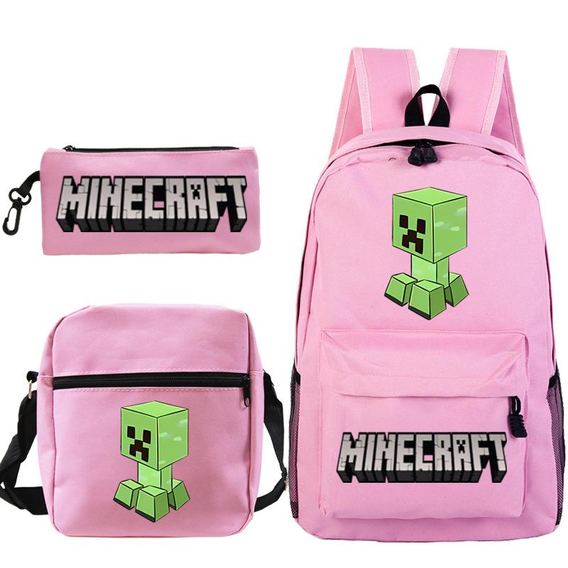Game Minecraft Printed Children'S School Bag Oblique Span Bag Stationery Pencil Bag Student Backpack Set