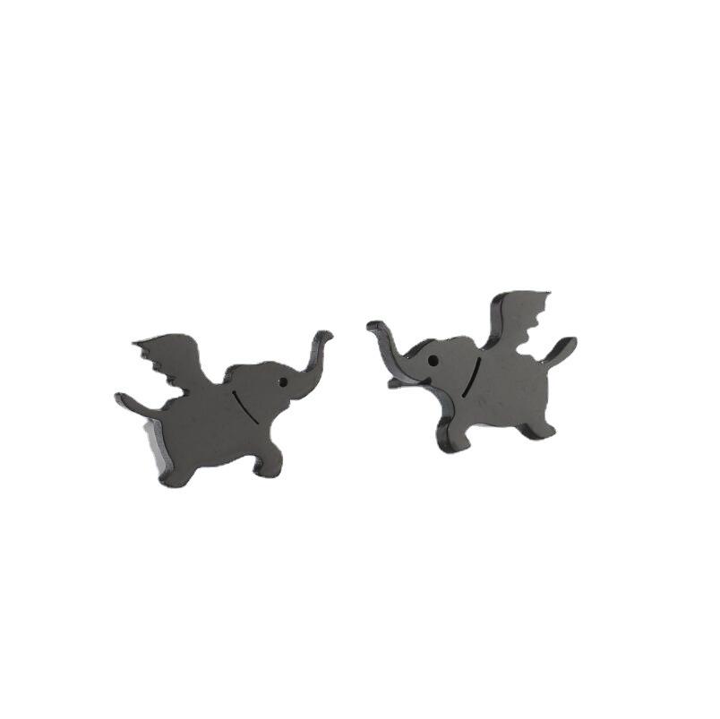 2024 Stylish Stainless Steel Flying Elephant Stud Earrings - Cute Small Animal Design