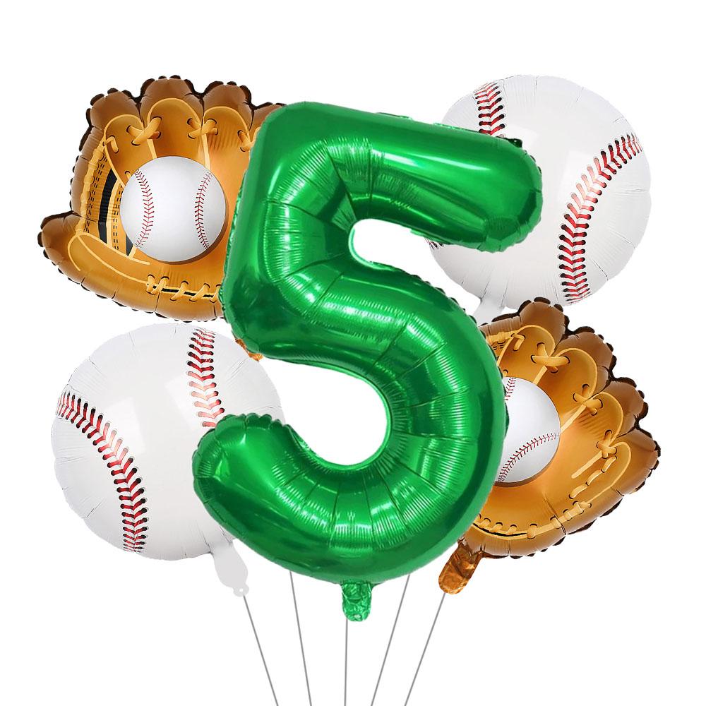 Baseball Balloons 32Inch Foil Green Number 0~13th Birthday Decor For Baseball Party Supplies Baseball Sports Theme