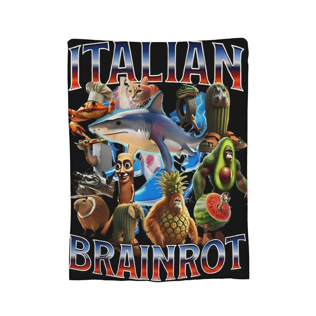 Italian Brainrot Tralalelo Tralala Tung Tung Tung Sahur Meme Fleece Blanket Throw Blanket for Bed Sofa Couch Plush Thin Quilt