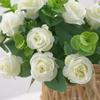 Artificial Eucalyptus Leaves & Silk Roses Bouquet, Fake Flowers for Vase, Home Outdoor Garden Festival Wedding Party Table Decor
