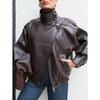 Winter Women's Retro Street Style Faux Leather Jacket Lychee Pattern European American Style Hot Sale In Stock