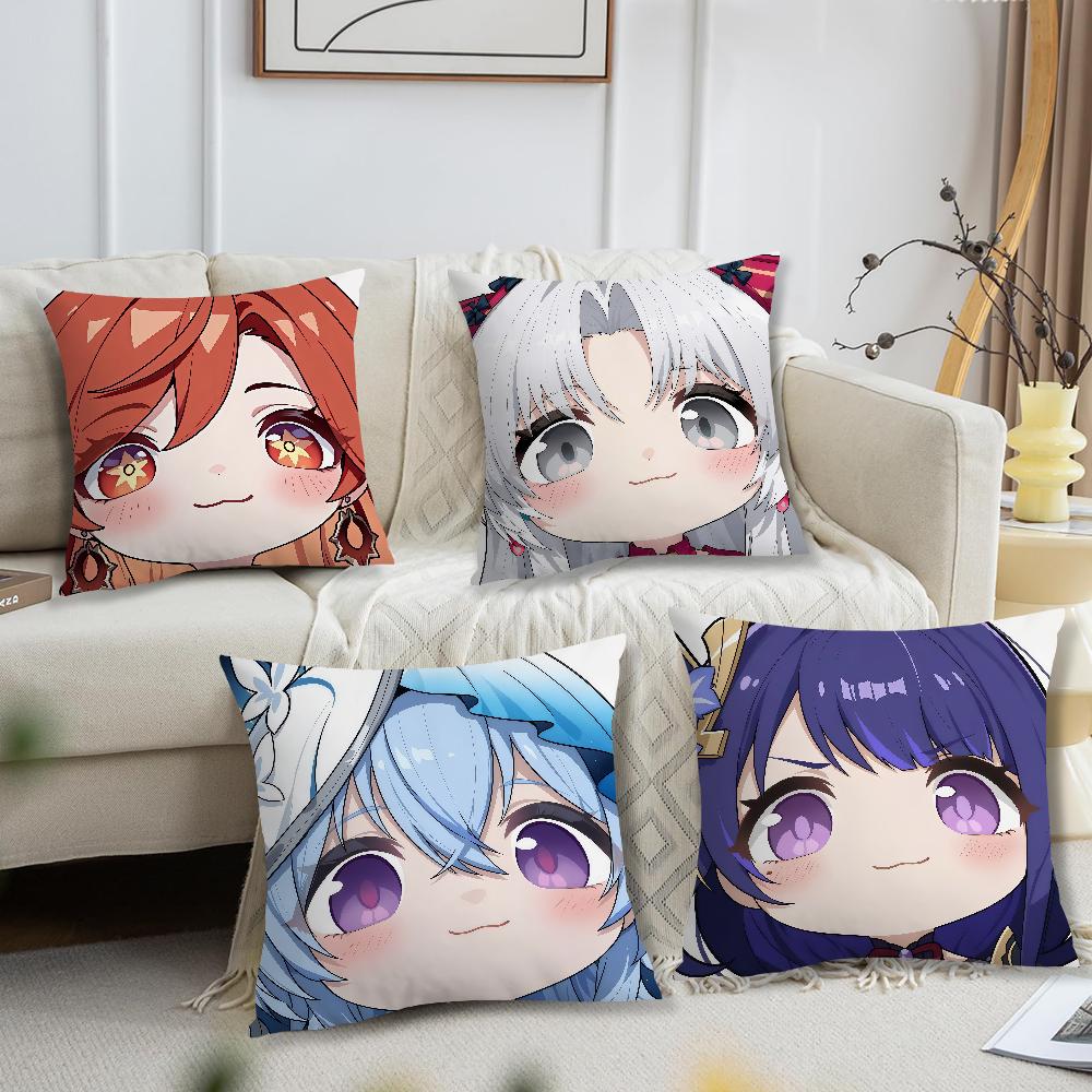 Spiel Wuthering Waves Chibi-Gesicht Mavuika Kissenbezug weicher Kissenbezug für Sofa Wohnzimmer Homeoffice Dekor Schutzhüllen