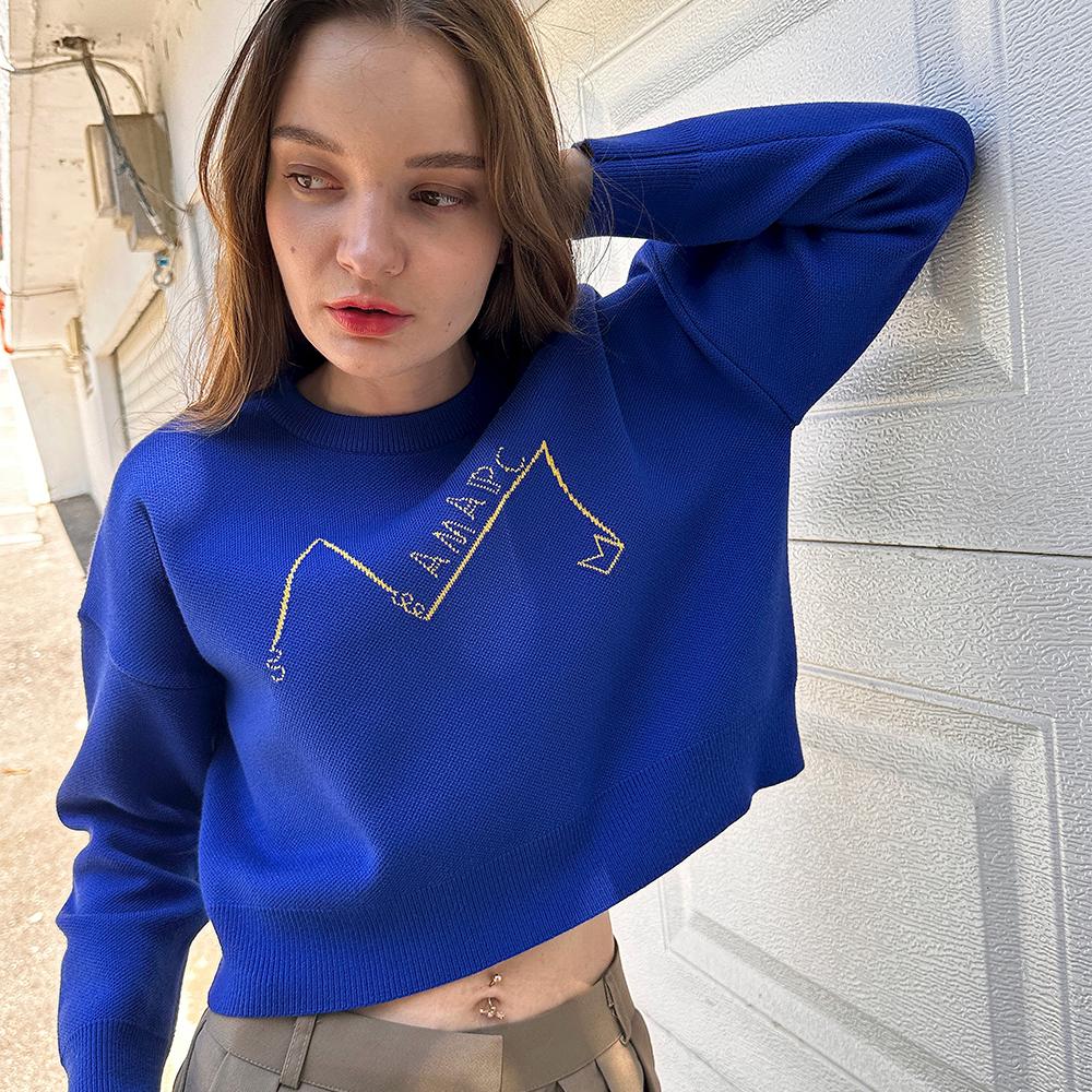 AMAPC Lettering Knit Sweatshirt Royal Blue