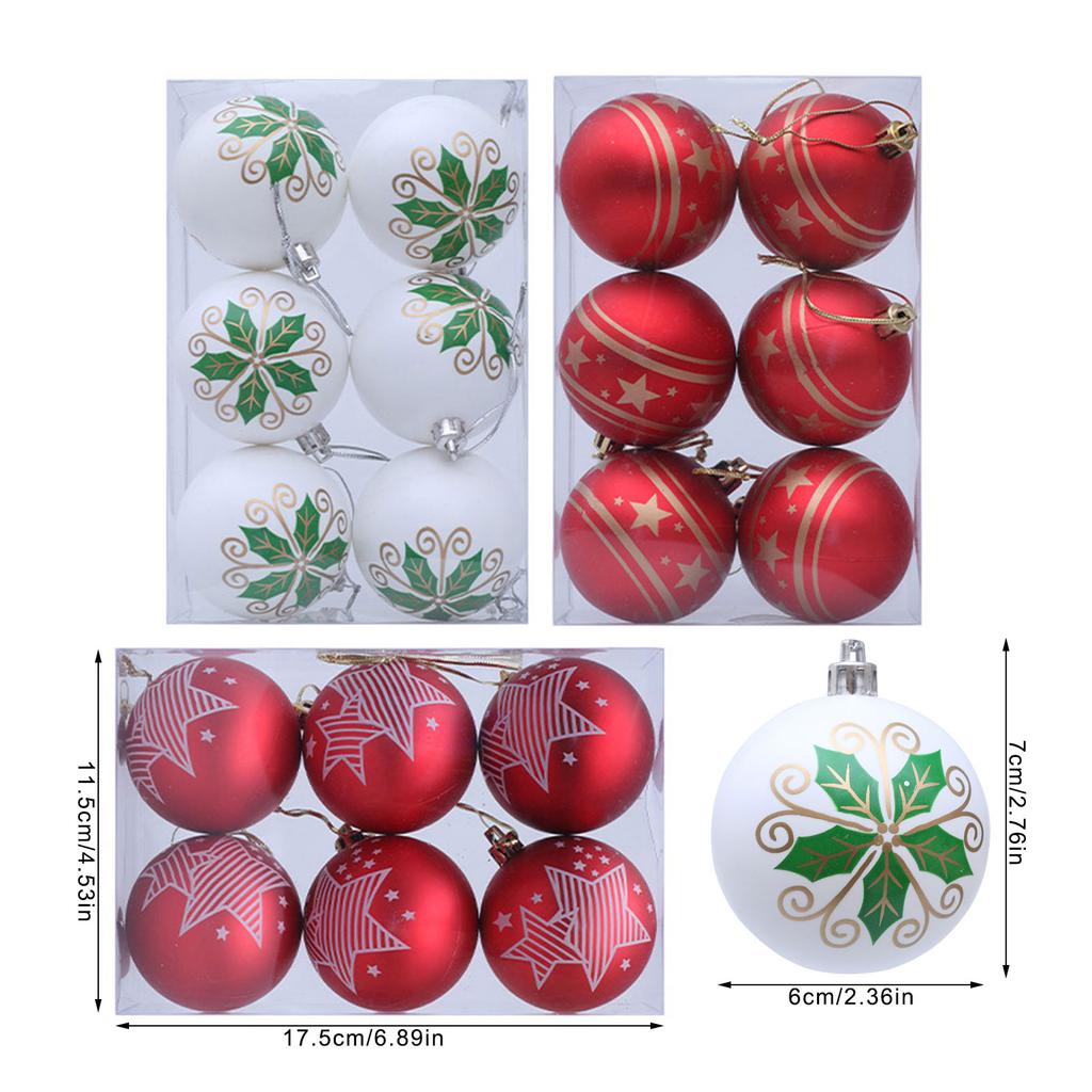 6Pcs Christmas Ball Baubles Ornament Shatterproof Christmas Tree Hangings Decorations for Wedding Winter Holiday Party