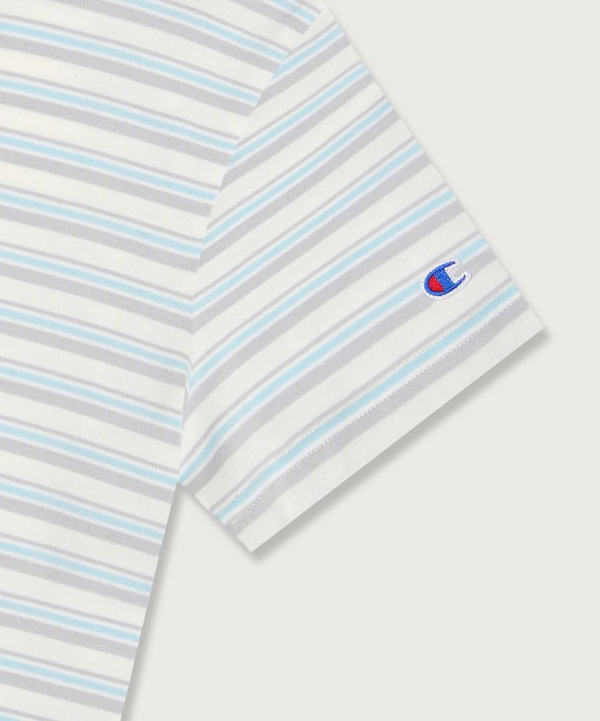 CHAMPION Women'S C-Logo Striped T-Shirt Ecru