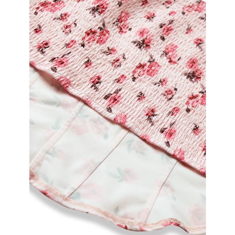 Haut Court Imprimé, Haut Plissé en Mousseline de Soie à Col Carré pour Femme Hot Girl