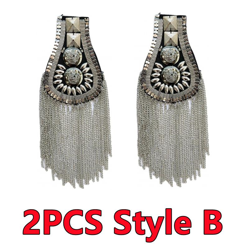 1PC/2PCS Fashion Handmade Shoulder Jewelry Tassel Rhinestones Epaulettes Cloth Accessories Brooch Epaulet Shoulder Brooches Gift