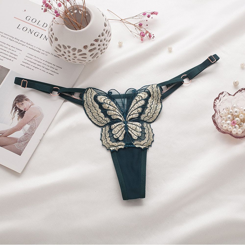 Comfortable Briefs Thong Embroidery Solid Color Women Panties Underpant Lingerie Sexy Underwear