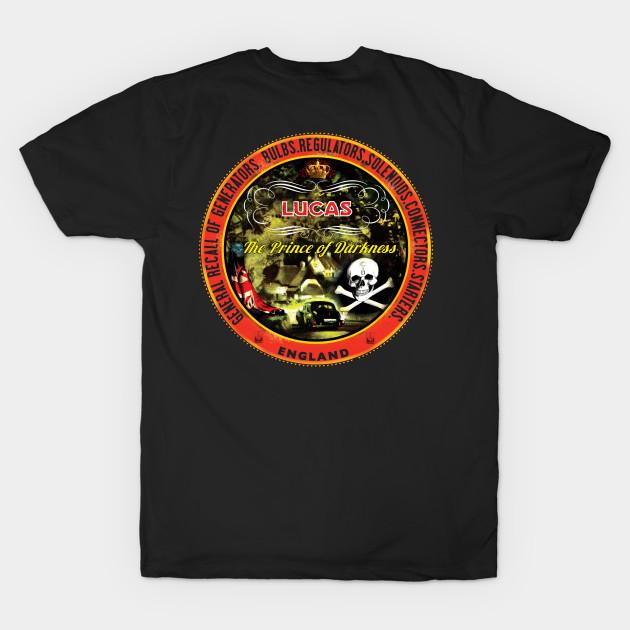 

Men Black Print T-shirt Lucas Electronics England No-Cut Transfer Paper Print Cotton Tshirt 2XL