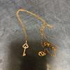 Used Sassy Angel Necklace Key Motif Pink Gold Color Rhinestone