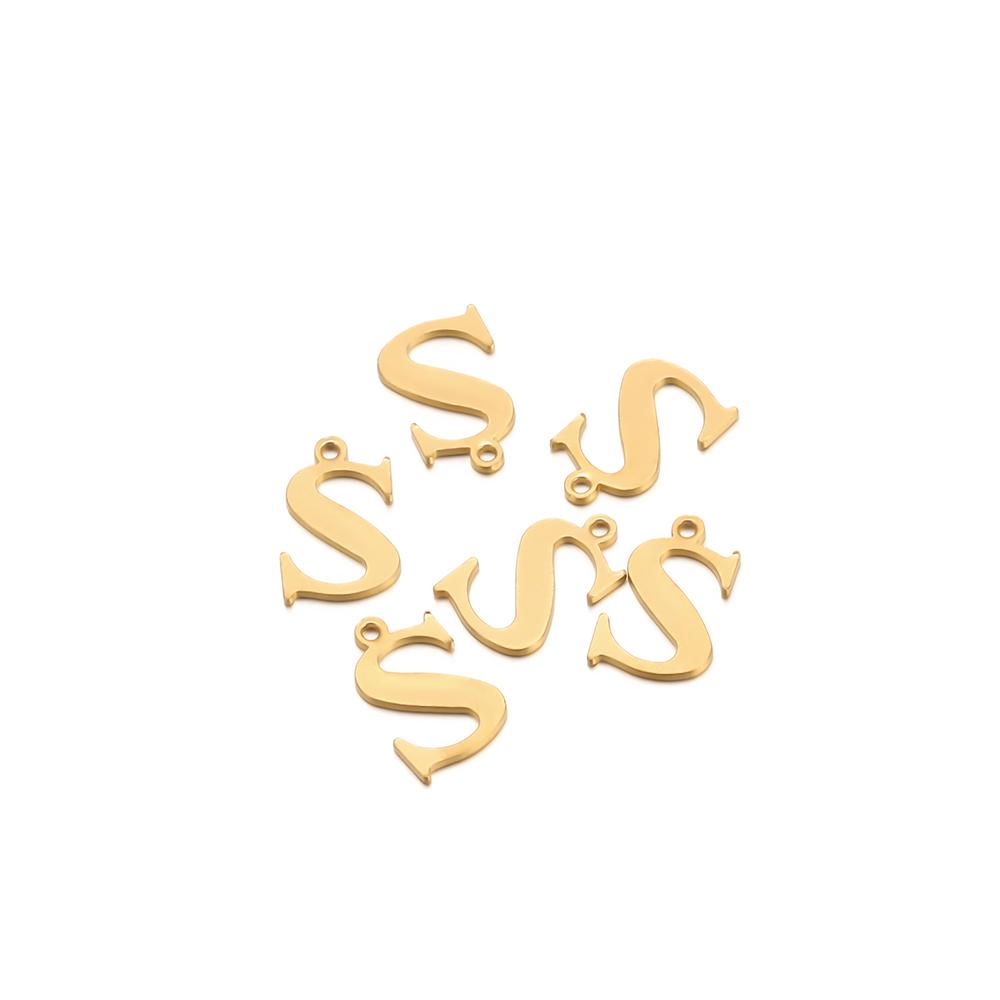 30pcs Stainless Steel Gold Color 26 Letter Pendant Alphabet Charms Necklace Pendant Bracelet Making Earring Findings DIY Jewelry