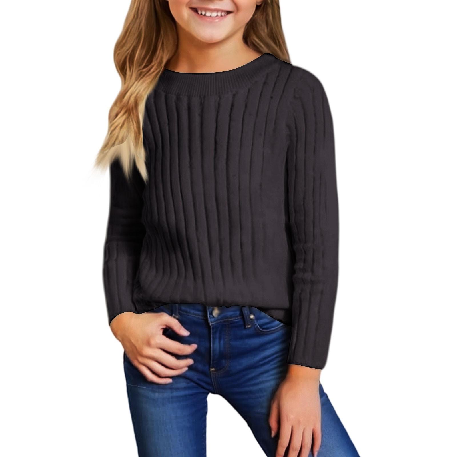 

Children s Fashion Casual Round Neck Sweater Knitted Bottoming Top 100 чорний