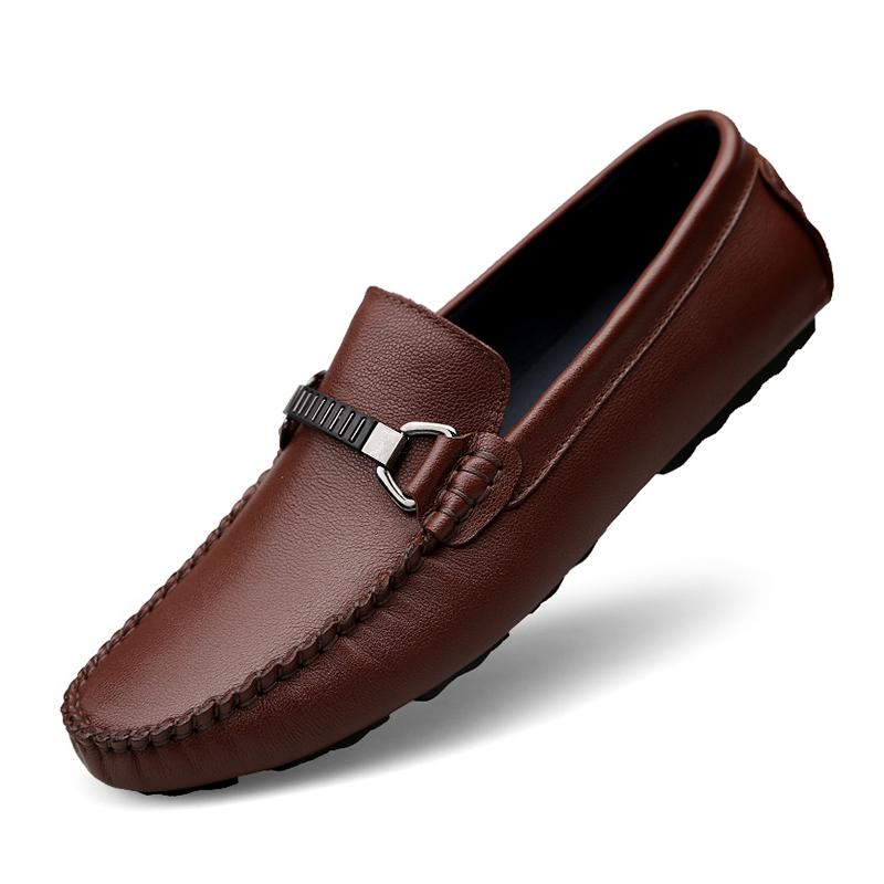Fashion Brand Comfort Slip On Formal Business Loafers Men Casual Genuine Leather Shoes Men All-match Wedding Shoes Male Driving Flats
