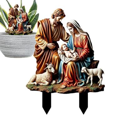 Nativity Yard Stake 2D Acrylic Jesus Birth Garden Sign For Outside Christmas Holy Nativity Scene Decoration For Balcony Lawn