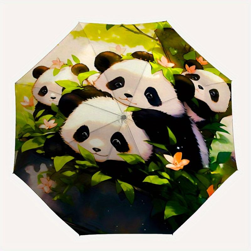 1pc Four Winning Pandas Automatic Opening and Closing Umbrella - Suitable for Various Occasions, Outdoor Activities, Lightweight and Durable