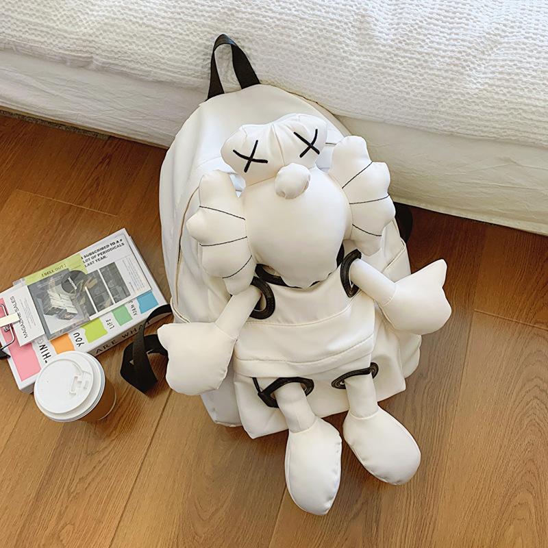 New Cute Cartoon Fashion Student Backpack for Women s Leisure Travel, Large Capacity Doll Backpack белый