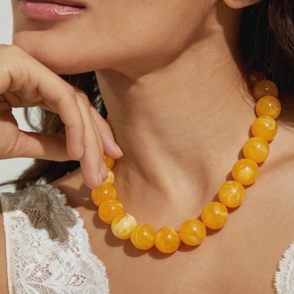 Large Women Choker Round Clavicle Chain Aesthetic Beaded Necklace Women