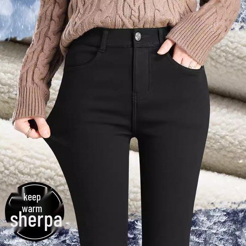 Women's Plus Size Velvet Leggings 2025 - Elastic, Slimming, Thick Black Skinny Pants for Curvy Figures (Up to 200 Jin)