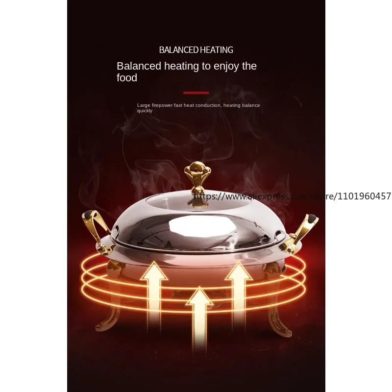 Silber/Gold Chafing Dish Edelstahl Rund Langlebig Buffet Wärmeschale Langlebiger Rahmen mit Deckel und Brennpastenbehälter