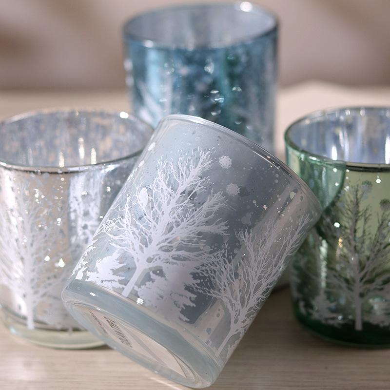 Glass Jars Candle Holders Round Cylinder Ceramic Candle Lantern Holder for Table Decoration