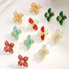 Pinkdudu Vintage Hibiscus Stud Earrings for Women Red Drop Glaze 3D Floral Earrings French Style Jewelry PD2323