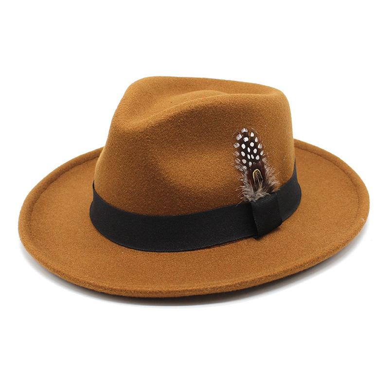 High-Quality Woolen Top Hat Women'S British Retro Rolled-Brimmed Jazz Hat Men'S Casual Felt Hat Top Hat Lmn184