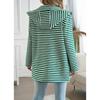 Women's Autumn and Winter New Temperament Striped Cardigan Hooded Knitted Long-sleeved Jacket
