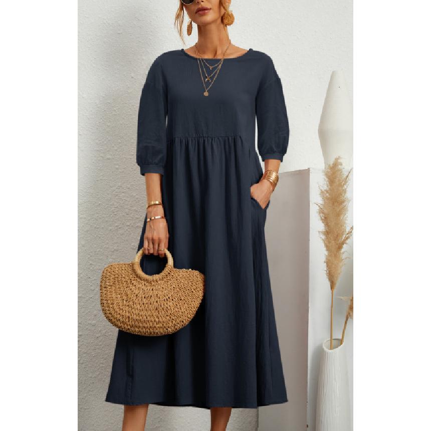 Ladies' New Spring And Summer Fashion Temperament Commuting Breathable And Comfortable Sexy Shirt Long Skirt Dress