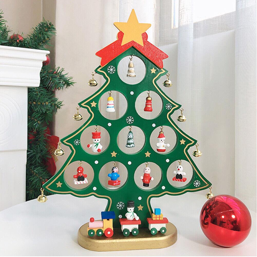 Pom de Crăciun din lemn artificial de masă 3D DIY cu ornamente creative în miniatură Decorare pentru birou pentru decorarea bradului de Crăciun