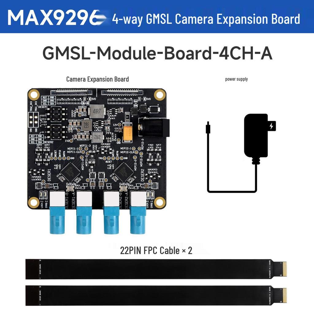 4-Channel GMSL Camera Expansion Board for Raspberry Pi 5, Featuring MAX9296 High-Speed, Low-Latency Deserializer Chip