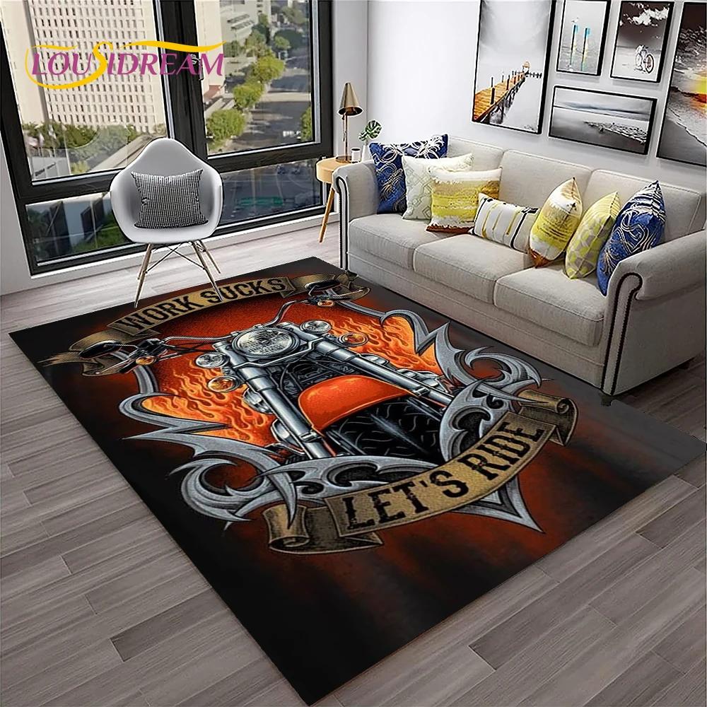 Vintage Motorcycle Retro Carpet Rug for Home Living Room Bedroom Playroom Sofa Doormat Decor,Kid Area Rug Non-slip Floor Mat