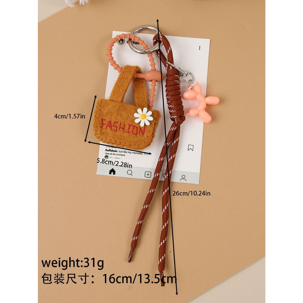 Ins wind wool felt mini bag cute balloon dog braided rope bag pendant versatile keychain car hanging