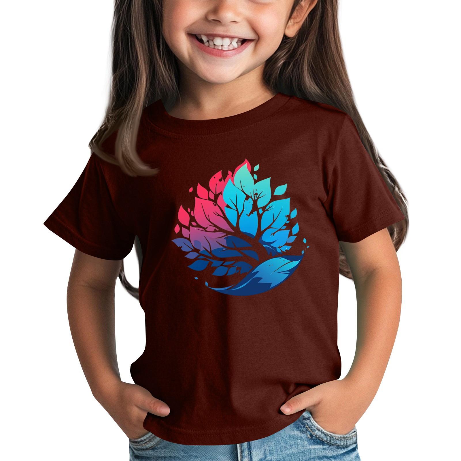 

Детская модная повседневная футболка с круглым вырезом и короткими рукавами 130 винный