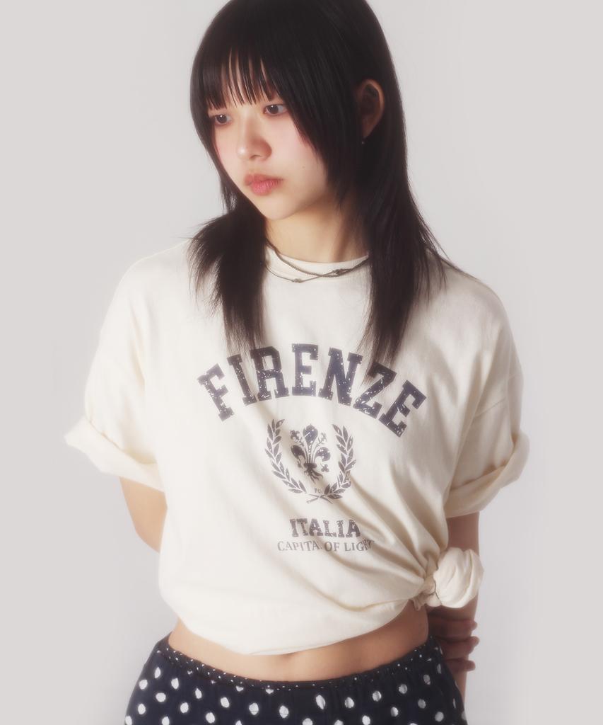 PEACE MAKER Vintage Florence Lily Short Sleeve T-Shirt (Cream)