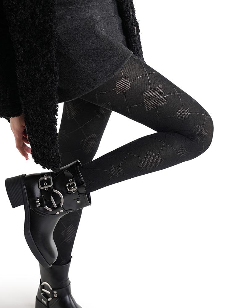 100D Diamond Patterned Pantyhose Women Autumn Winter Vintage High Elasticity Slim Tights Y2K Girls Fashion Stocking
