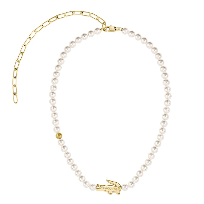 LACOSTE Stainless Steel Necklaces Women's Gold/White 2040429