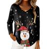 Women's Christmas Print Casual V-Neck Long Sleeve Top