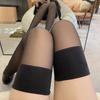 Shiny Pink Erotic Stockings for Women Thigh High Socks Slightly Shining Over Knee Hosiery Black White Sexy Stocking