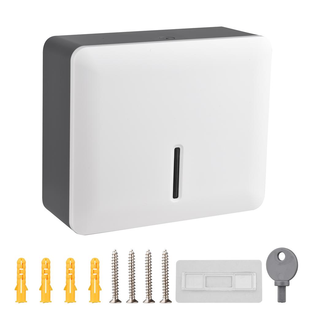 Wall Mount Paper Towel Dispenser Multifold Hand Towel Tissue Holder with Key Lock for Bathroom Kitchen Bedroom