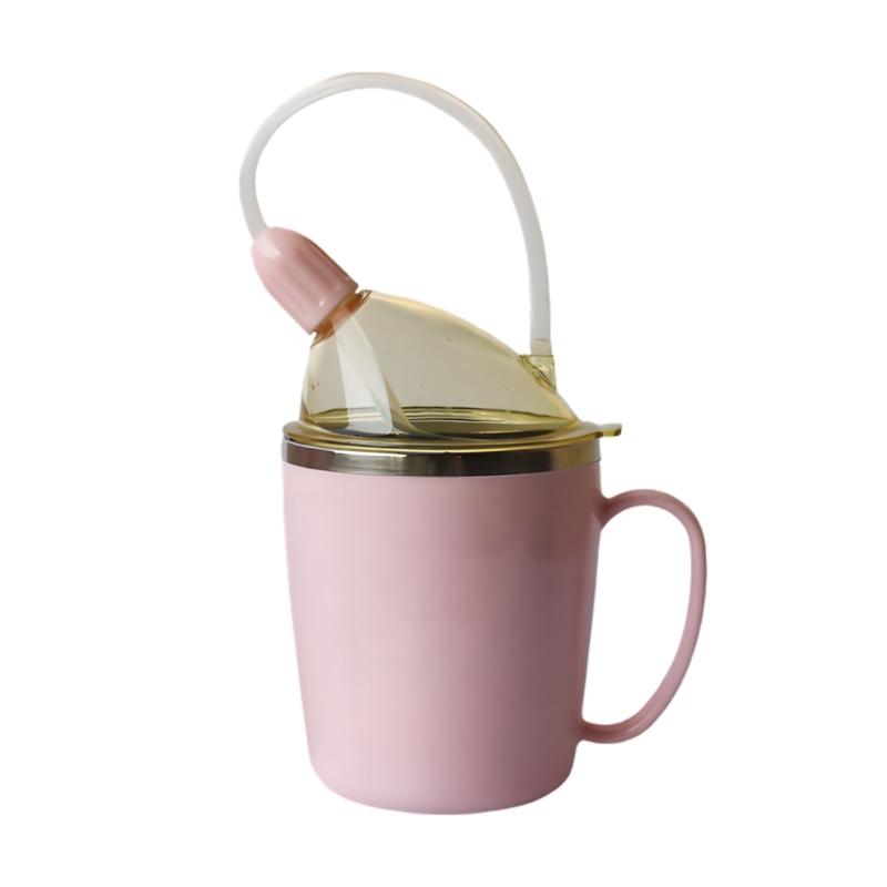 Practical 350ml Health Drinking Vessel With Angled Straw And Tight Cover For Rehabilitation And Specific Requirements